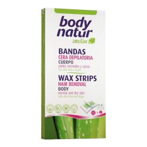Body Natur - Wax Strips Hair Removal Body Normal and Dry Skin with Aloe Vera and Argan